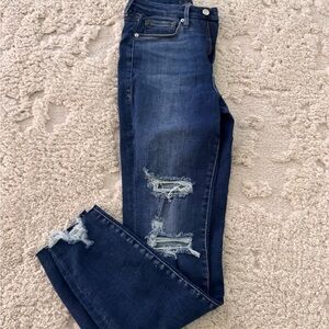 Good American-Women-Dark Blue Distressed Women's Skinny Jeans